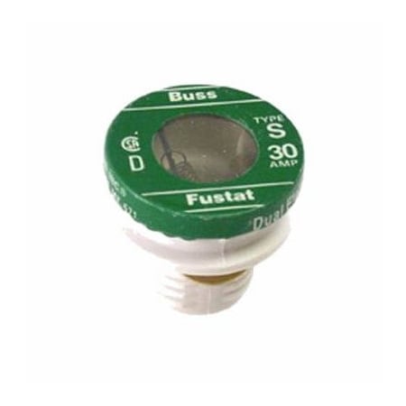 Eaton Bussmann Plug Fuse, S Series, Time-Delay, 30A, 125V AC, Indicating, 10kA at 125V AC BP/S-30